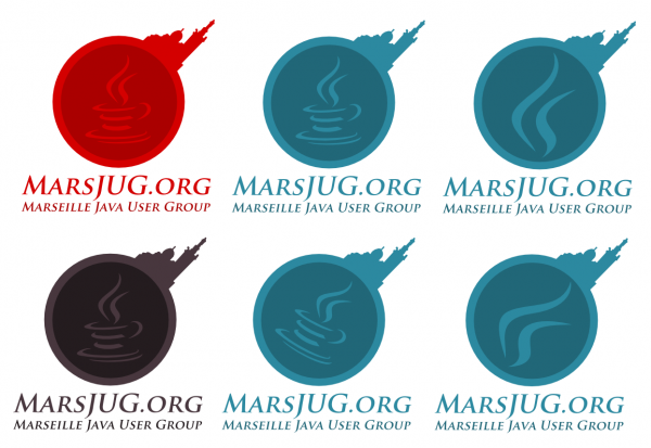 Choisir entre les couleurs rouge(rappel de la planete Mars) et bleu(couleur de Marseille), le noir étant présent à titre indicatif pour voir le résultat "photocopie/fax". Puis faire son choix entre les différentes déclinaison tasse de café+fumée et juste fumée, penché ou non. Pour info: présence de notre-dame-de-la-garde en haut à droite (symbole de Marseille), circulaire pour symbolisé une planète "Marseille". Le tout ressemblant à une tasse de café vue de dessus.